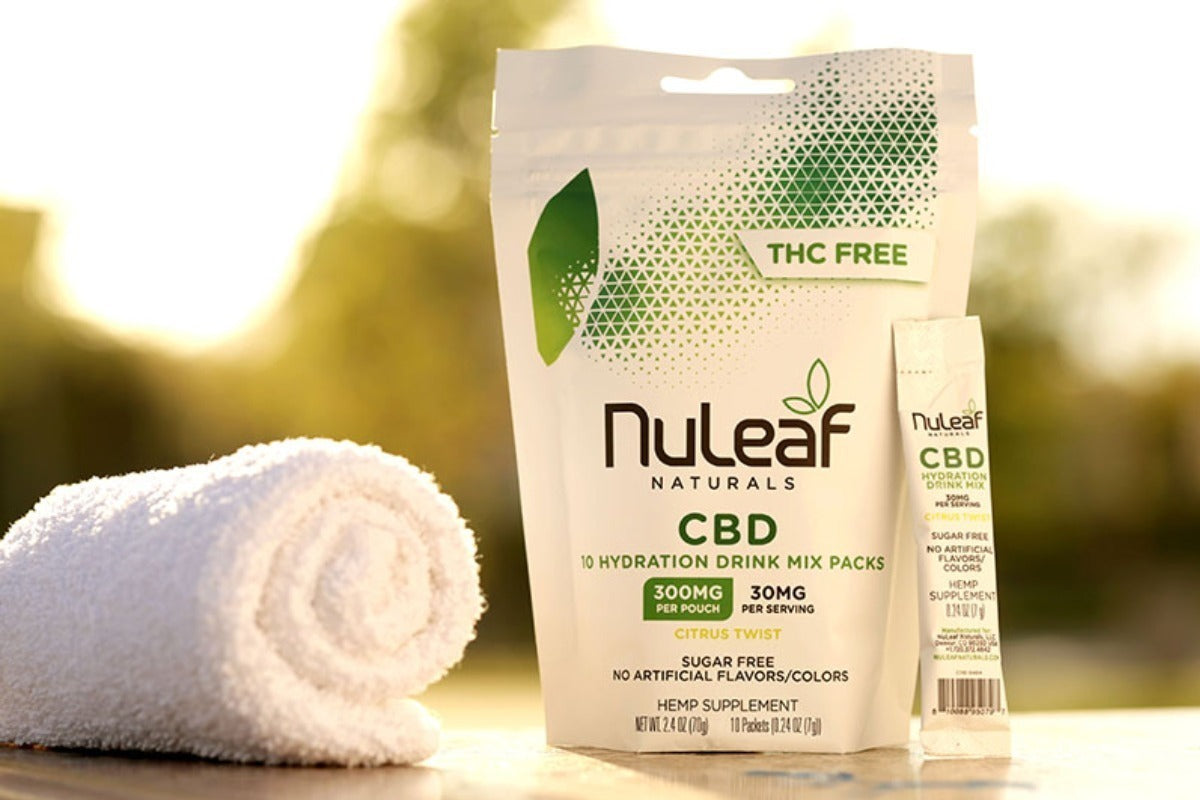 cbd drink mix next to a towel