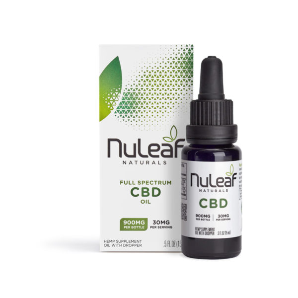 NuLeaf full spectrum CBD oil 900mg box and bottle