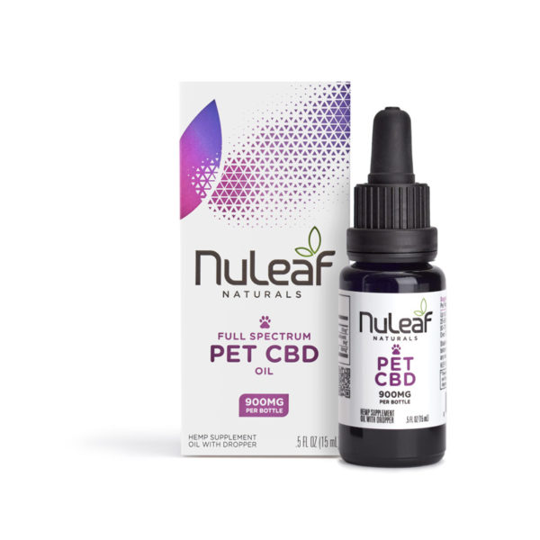 NuLeaf full spectrum CBD pet oil 900mg box and bottle