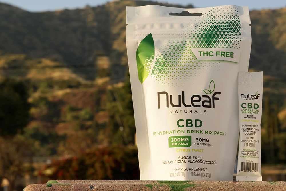 cbd drink mix with mountains in background